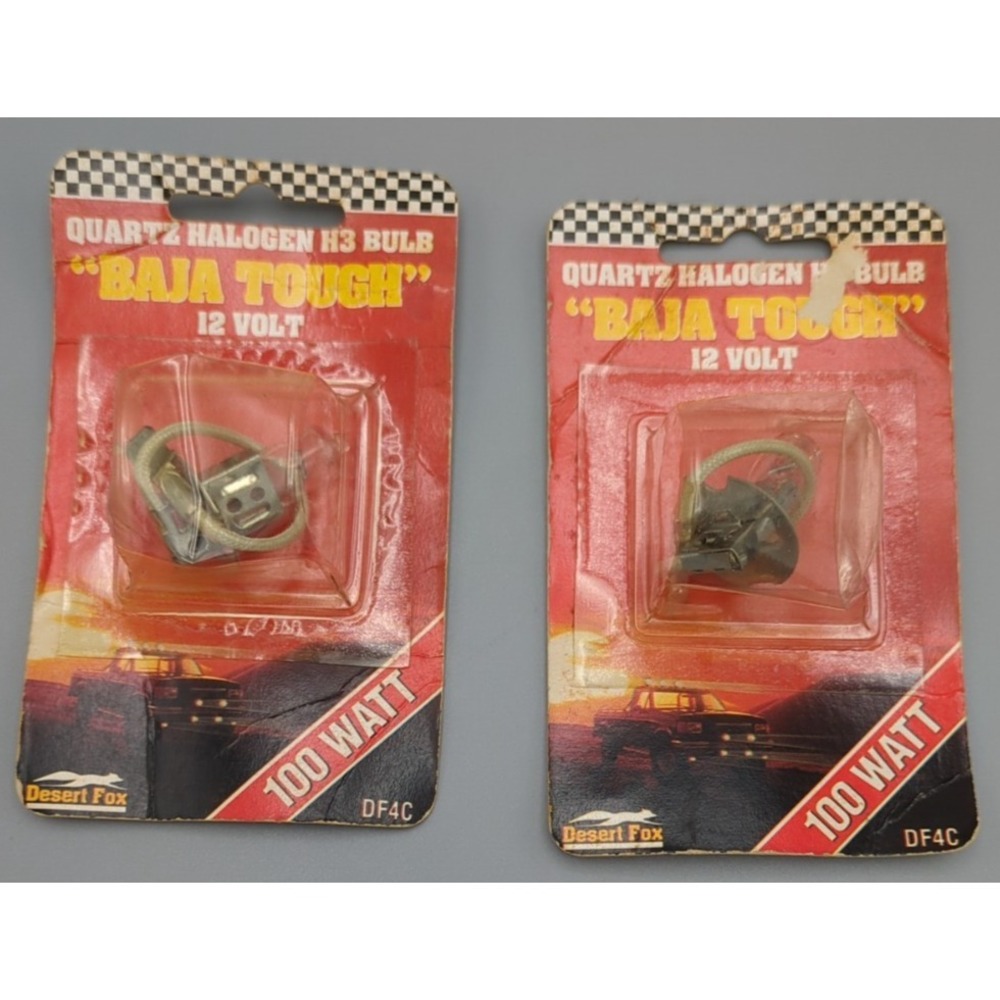 Vtg Desert Fox Baja Tough Replacement Quartz Halogen Light Bulb 2pk H3 100w‎ 12v